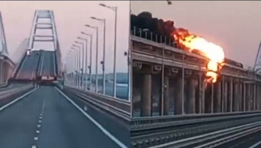 Shpërthime të fuqishme në 6 të mëngjesit! Merr flakë treni, digjet ura që lidh Krimenë me Rusinë