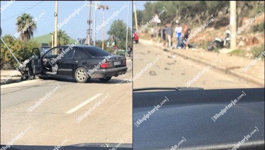 Aksident në Ksamil, mjeti përplaset me motoçikletën, plagoset një person (FOTO)