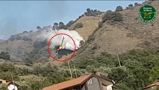 VIDEO-LAJM/ Po shkonte të shuante zjarrin në malin Etna, rrëzohet AVIONI ‘Canadair’! Pamjet e para pas shpërthimit
