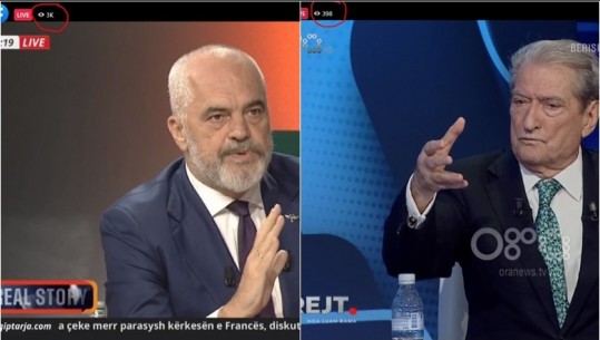 FOTOLAJM/ Rama në Report Tv, 7-fish më shumë audiencë se Berisha në të njëjtin orar