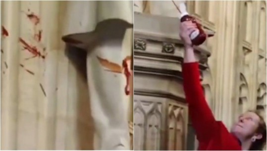 VIDEO/ Spërkatën statujën e Lord Balfour me ketchup, arrestohen 2 aktiviste në Britani