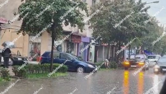 Shkodër/ Reshje intensive shiu, probleme në disa rrugë të qytetit (VIDEO)