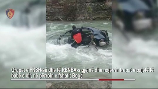 VIDEO/ Momenti kur gjenden trupat e pajetë të babë e bir! U bllokuan me makinë në përroin e fshatit Bogë