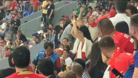 Tifozja shqiptare 'tërbon' serbët në stadium, bën shqiponjën në ndeshjen Serbi - Zvicër