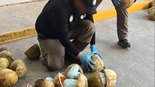 Ishin fshehur në arra kokosi, policia spanjolle kap 300 kg drogë në kamion! Kapte vlerën 8 mln euro