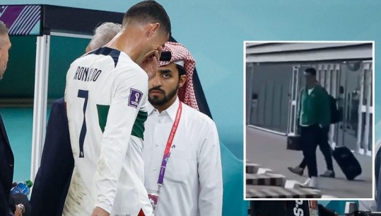VIDEO/ Kokën ulur dhe me valixhe në dorë, Cristiano Ronaldo largohet nga Katari