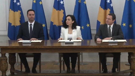 Tensionet në veri, Kosova nënshkruan aplikimin për anëtarësim në BE! Kurti: E ardhmja jonë është në union! Osmani: Ne frymojmë me shpirtin evropian