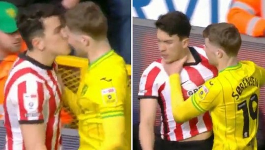 VIDEO/ Ngjarje e çuditshme në Angli, futbollistët përleshen dhe më pas puthen... në buzë