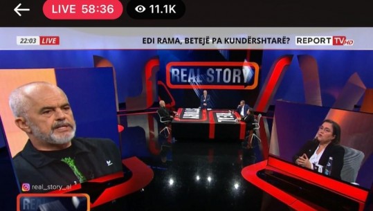 FOTOT/ Rama i ftuar në Report Tv, mund Berishën dhe Metën me audiencën online! Kreu i Partisë së Lirisë vetëm 52 shikues live