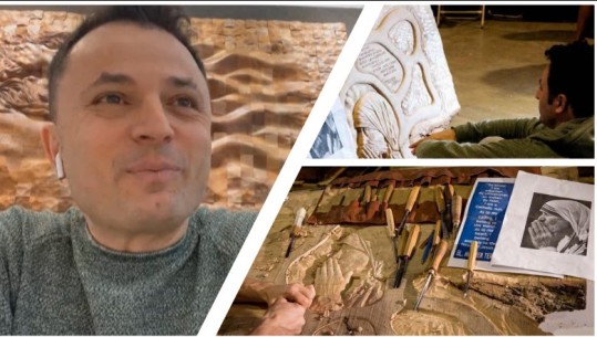 Eduarti, skulptori shqiptar i drurit që njihet nga të gjithë turistët në Santorini