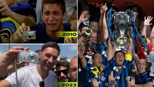 Tifozi i Interit që u bë viral në vitin 2010 kthehet sërish në finale me aparatin e tij! A do t’i sjellë fat zikaltërve?