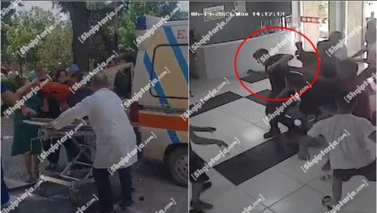 VIDEO/ Kaos në Spitalin e Vlorës, familjarët e 35 vjeçarit që humbi jetën nga korrenti, rrahin policin! Efektivët dhe bluzat e bardha ndërhyjnë t'i ndajnë