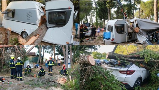 FOTO/ Rulota të ndara në mes dhe makina të bëra petë, shikoni dëmet e mëdha të stuhisë në Kroaci 