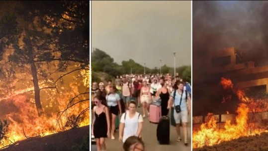 Situata nga zjarret bëhet e frikshme në Greqi, në ishullin Rodos flakët dalin jashtë kontrollit! Turistët largohen nga hotelet