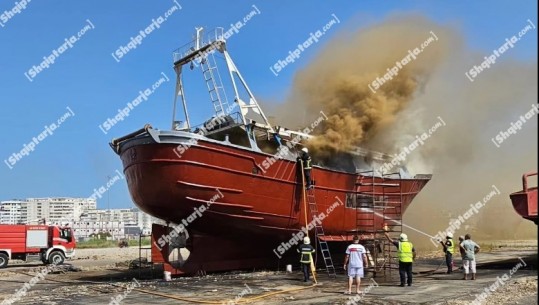 Zjarr në kuvertën e një anije në portin e Durrësit! Zjarrfikësit ndërhyjnë dy herë për të shuar flakët, rrezikohej shpërthimi i mjetit lundrues