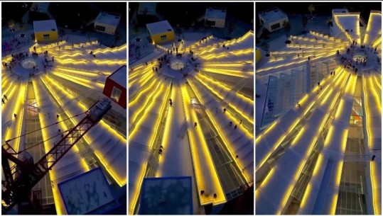 VIDEO/ Piramida e Tiranës natën, një nga pikat më atraktive në kryeqytet
