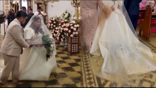 VIDEOLAJM/ Çifti martohet në mes të stuhisë në Tajlandë, moti i keq nuk i ndalon të vijojnë dasmën