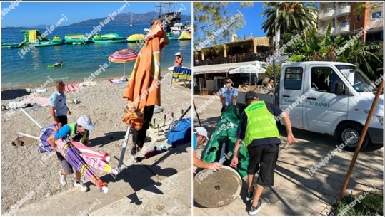 Ishin vendosur pa leje, policia sekuestron 160 çadra në plazhin publik të Sarandës! Persona të paautorizuar u merrnin para pushuesve