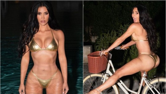 ‘Natë noti në Puglia’! E veshur me bikini të artë, Kim Kardashian ndan fotot nga pushimet në Itali