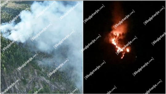Mirditë/ Përfshihet nga flakët pylli në fshatin Fierzë, zjarri nuk është izoluar! Zjarrfikësit do ndërhyjnë nesër (VIDEO)