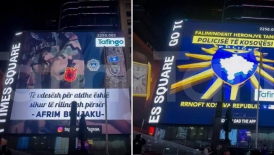 'Të vdesësh për atdhe është sikur të rilindësh përsëri', Time Square në New York publikon mesazhe falenderuese për Policinë e Kosovës
