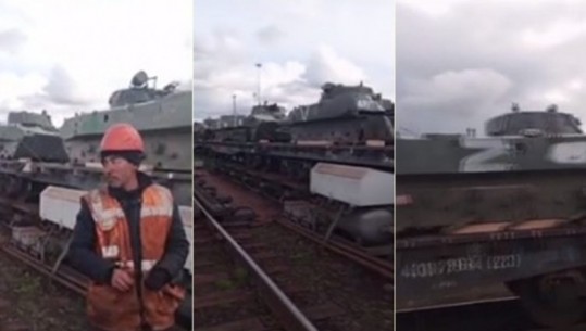 VIDEO/ Putinit nuk do t’i pëlqejnë këto imazhe! Tanket e ushtrisë ruse transportohen me tren nga vija e frontit në Ukrainë