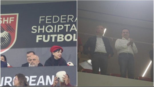 FOTO/ Edi Rama dhe Albin Kurti mbajnë distancë në 'Air Albania', ndjekin ndeshjen në tribuna të ndara