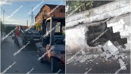 VIDEO/ Aksident në Lezhë, shoferja përplaset me murin rrethues të një banese dhe përmbys mjetin