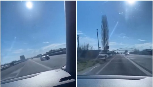 VIDEO/ ‘Ore ke pirë ti, mos jemi kundërvajtje’, makina futet në drejtim të kundërtën në autostradën Tiranë-Durrës