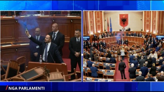 VIDEO/ Kaosi në Kuvend, Ervin Salianji ndez tymuese në Kuvend