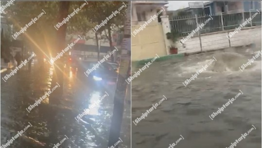VIDEO/ Reshjet e dendura të shiut në Tiranë, përmbyten rrugët në 'Don Bosko', uji del nga puseta