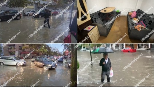 Reshje të dendura shiu në gjithë vendin! Shtrëngatë në Tiranë! Në Vlorë e Durrës lagje nën ujë! Mirditë përroi Zmejës përmbyti disa banesa! (VIDEO)