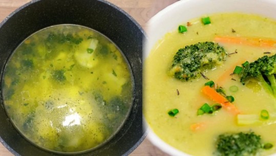 Supë me brokoli, patate dhe lulelakër nga zonja Albana