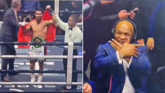 VIDEO/ Boksieri shqiptar fitoi titullin WBC, legjenda Mike Tyson e përshëndet me 'shqiponjë'