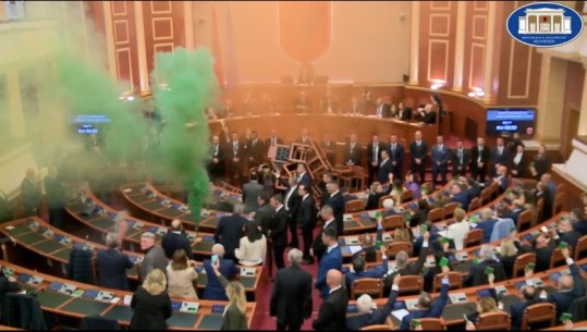 Videolajm/ Deputetët e Rithemelimit ndezin tymuese në Kuvend. Përjashtohet Noka! Nikolla kalon direkt në votim