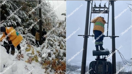 Elektricistët në Shishtavec sfidojnë të ftohtin, në krye të detyrës për të riparuar dëmet nga moti i keq