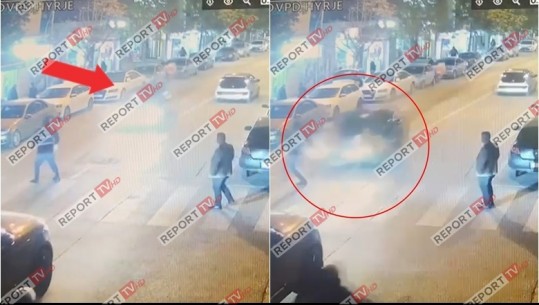 Report Tv siguron videon, momenti kur efektivi i Durrësit përplaset te vijat e bardha, makina me shpejtësi e 'fluturon' në ajër 