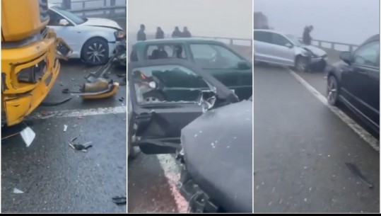 VIDEO/ Kosovë, 14 automjete përfshihen në aksident në autostradën 'Ibrahim Rugova', raportohet për disa të lënduar 
