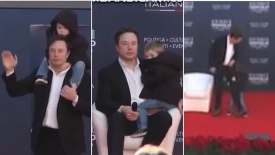 VIDEOLAJM/ Elon Musk në skenën e 'Atreju' me djalin e vogël kaliqafë! Fëmija refuzon të largohet e shtrëngon fort dhe nga këmba 