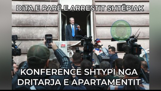 FOTOT/ Berisha drejt arrestimit, rrjeti ‘shpërthen’ në meme: Konferencë nga dritarja, ju pres në shtëpi se s’dal dot më