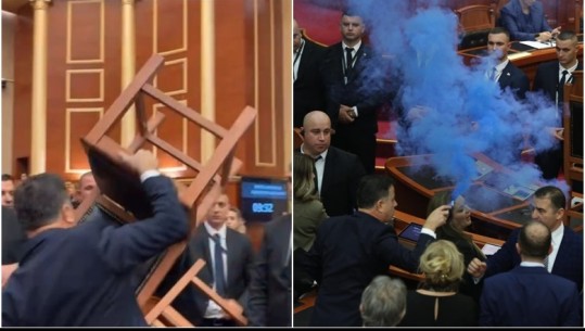 'Hiqi duart se mu në kokë e ke!' Ish ministri i Brendshëm sulmon me karrige e tymuese gardën në seancën ku u votua arrestimi i Berishës (VIDEO)