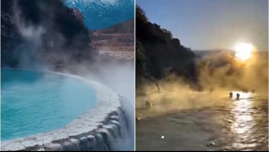 Turistët relaks dimri në vaskat termale të Bënjës në Përmet, shikoni videon 