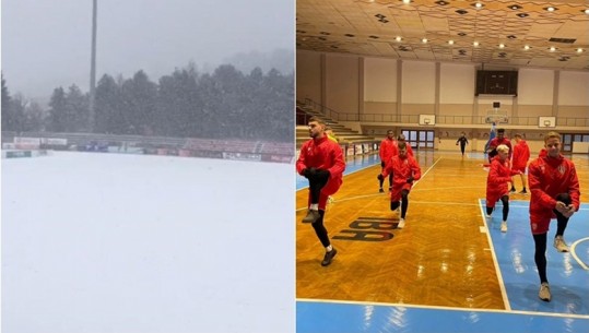 FOTO/ Dëbora i shtyu ndeshjen kundër Dinamos, Skënderbeu 'izolohet' në Pallatin e Sportit