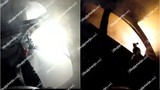 VIDEO/ U mor 5 ditë më parë me qira, shkrumbohet nga flakët makina në Vlorë! Dyshohet zjarrëvënie e qëllimshme