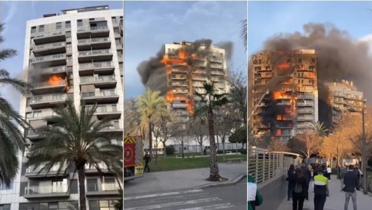 Video/ Shikoni si flakët përpinë bllokun e pallateve në Valencia të Spanjës, 10 të vdekur! Veshja e fasadës ndihmoi përhapjen e zjarrit