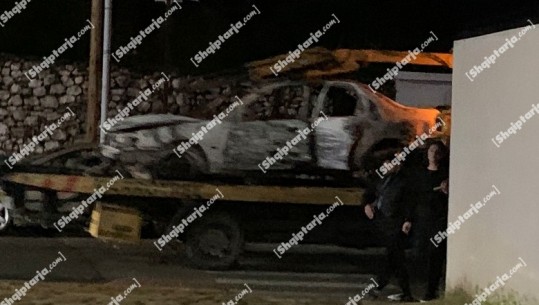 Makina e djegur e autorëve të atentatit në Shkodër dërgohet në polici