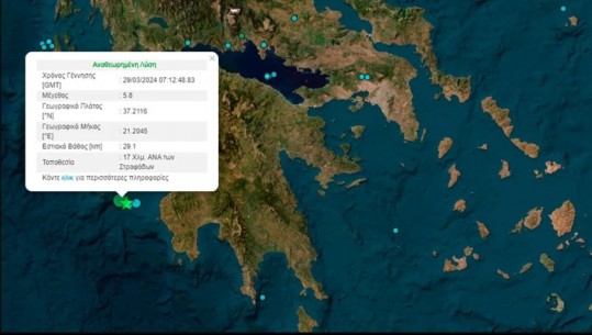 Tërmet 5.7 ballë në Greqi, lëkundjet ndihen edhe në Athinë
