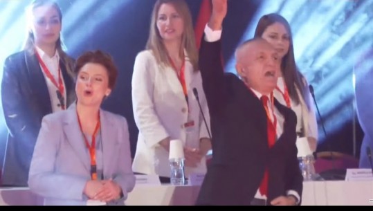Meta 'dirigjent', ekzalton delegatët e Partisë së Lirisë teksa luhet kënga 'Për ty Atdhe' e Mentor Xhemalit