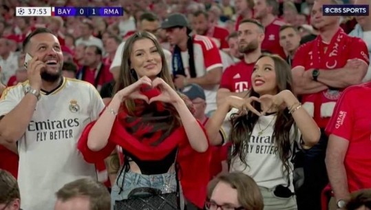 FOTO/ 'Vodhi' vëmendjen në Bayern - Real Madrid, kush është bukuroshja shqiptare me flamurin kuqezi