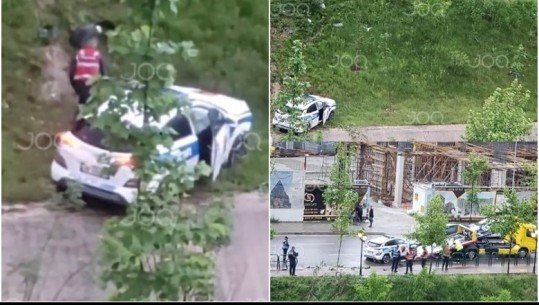 Tiranë, makina e policisë del nga rruga dhe bie në lumin e Lanës tek Ura e Shkozës, dy efektivët e Shqiponjës mbeten të lënduar